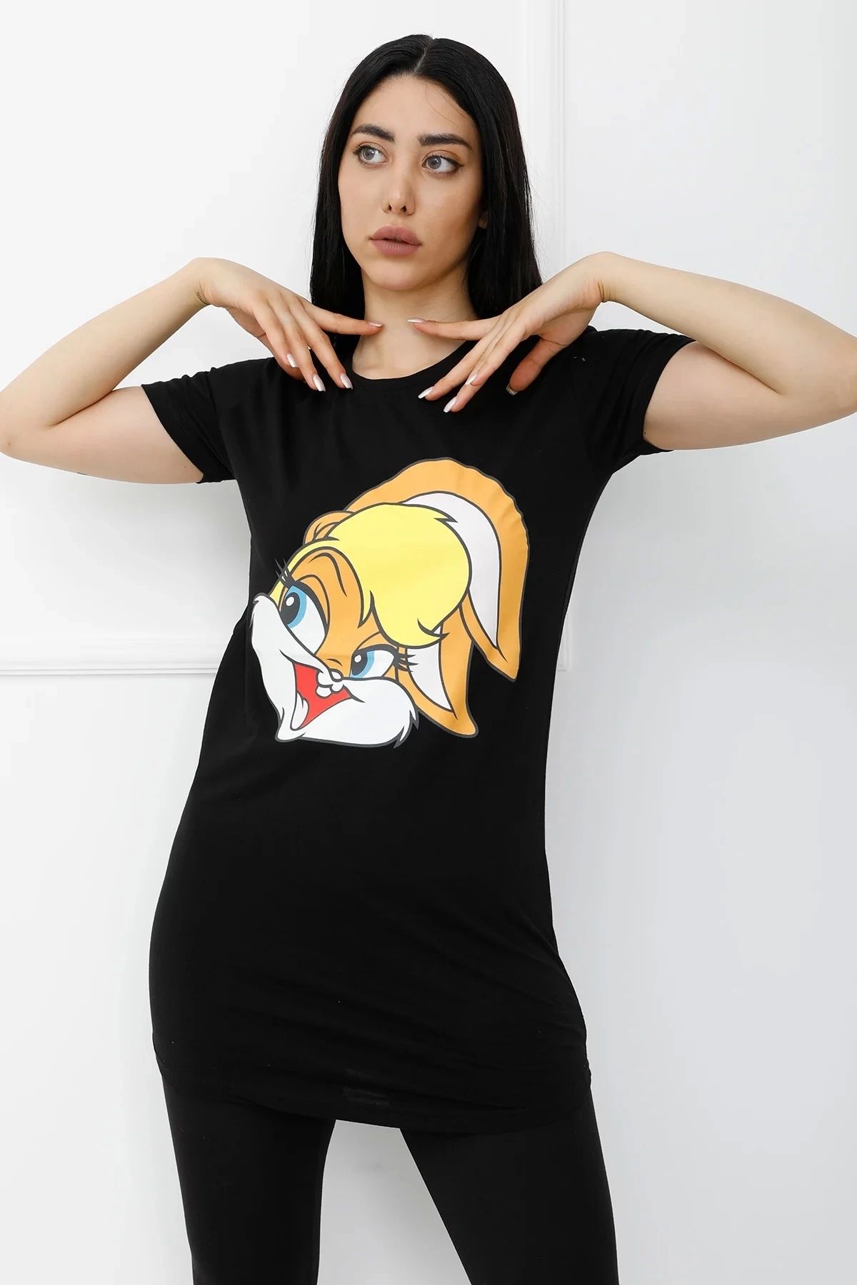 New Shine Bunny Baskılı Tshirt Siyah - 310.623.