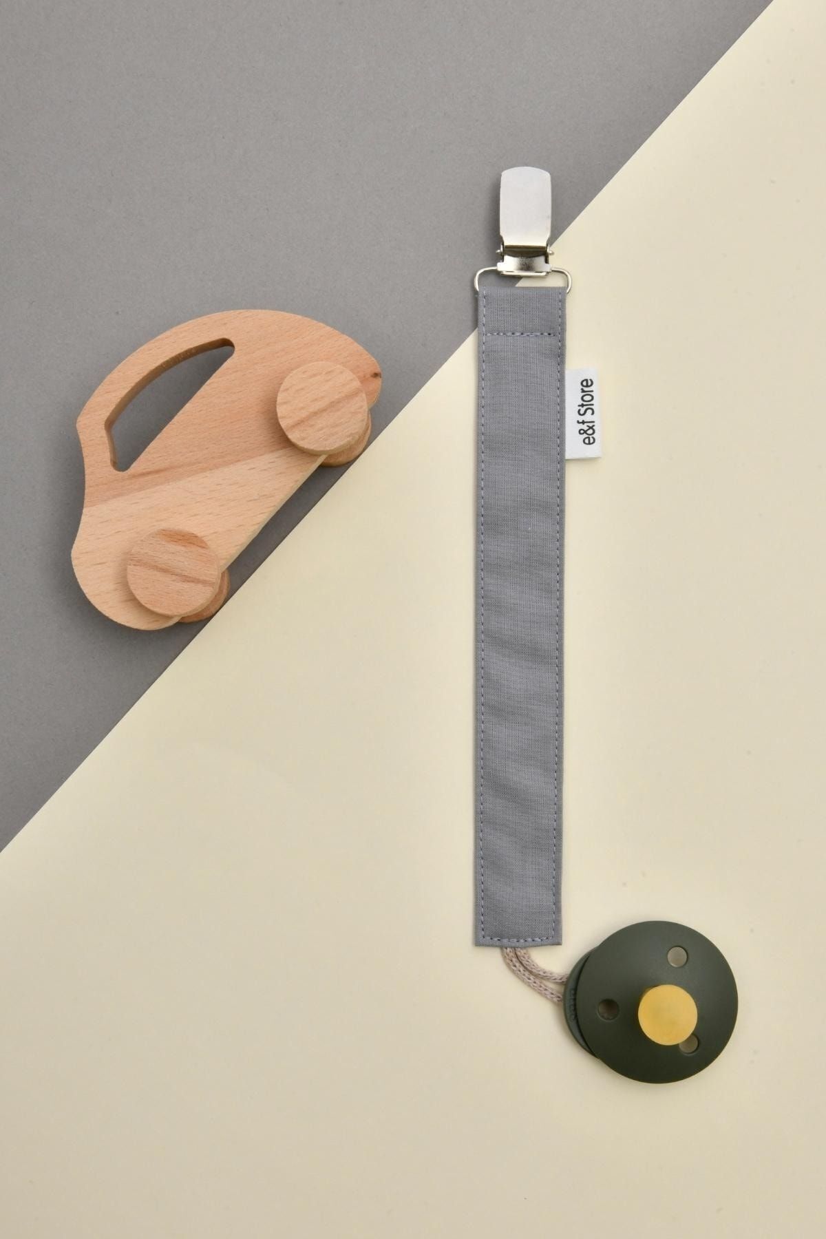 e&f Store Sertifikalı Pamuklu Emzik Askısı - 3'lü Set - Yıldızlı, Gri, Hardal Sarısı - Bebek Emzik Zinciri fotoğrafı 4 (önizleme)