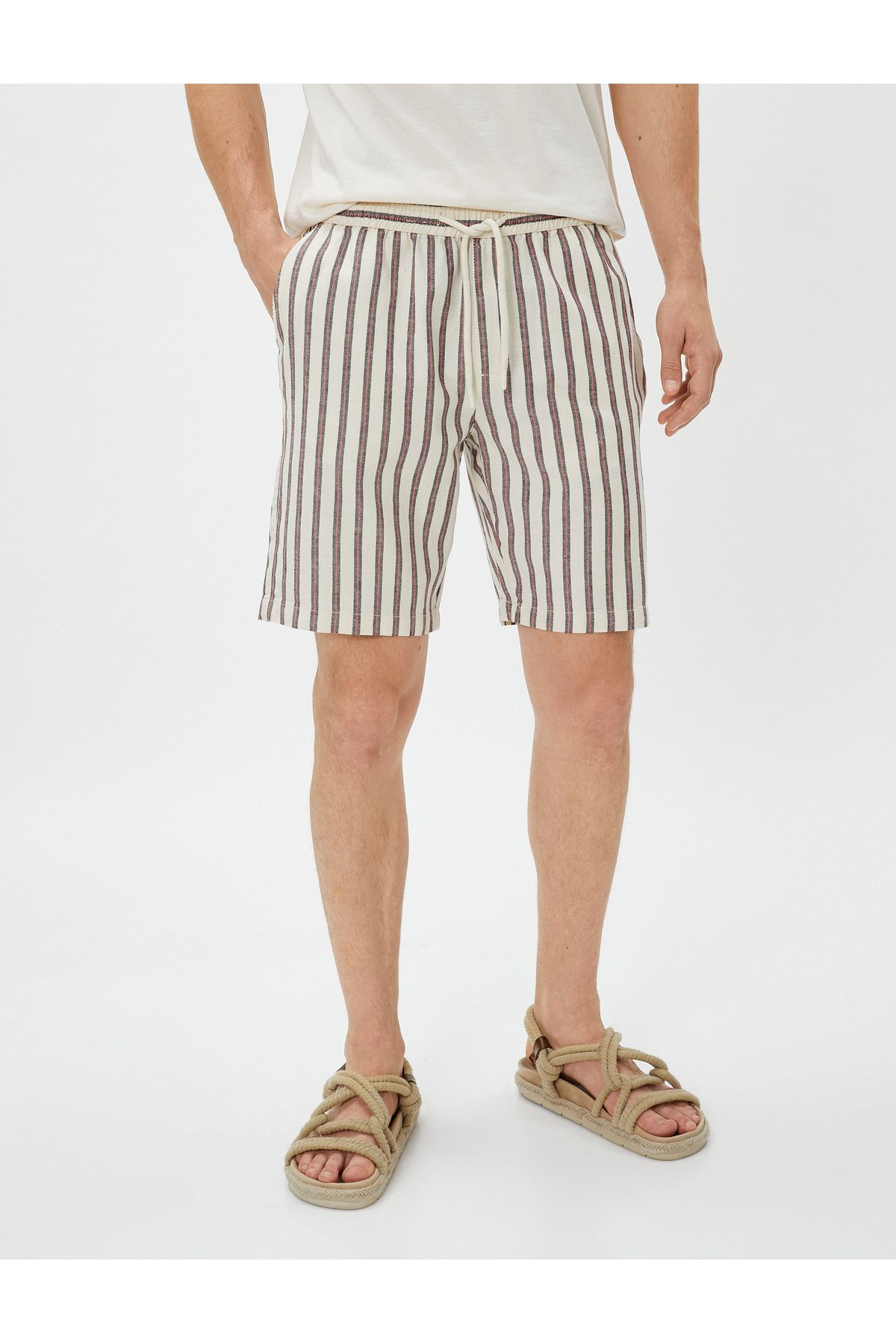 Koton-Linen Blend Shorts with Pocket Detail and Elastic Waist 3