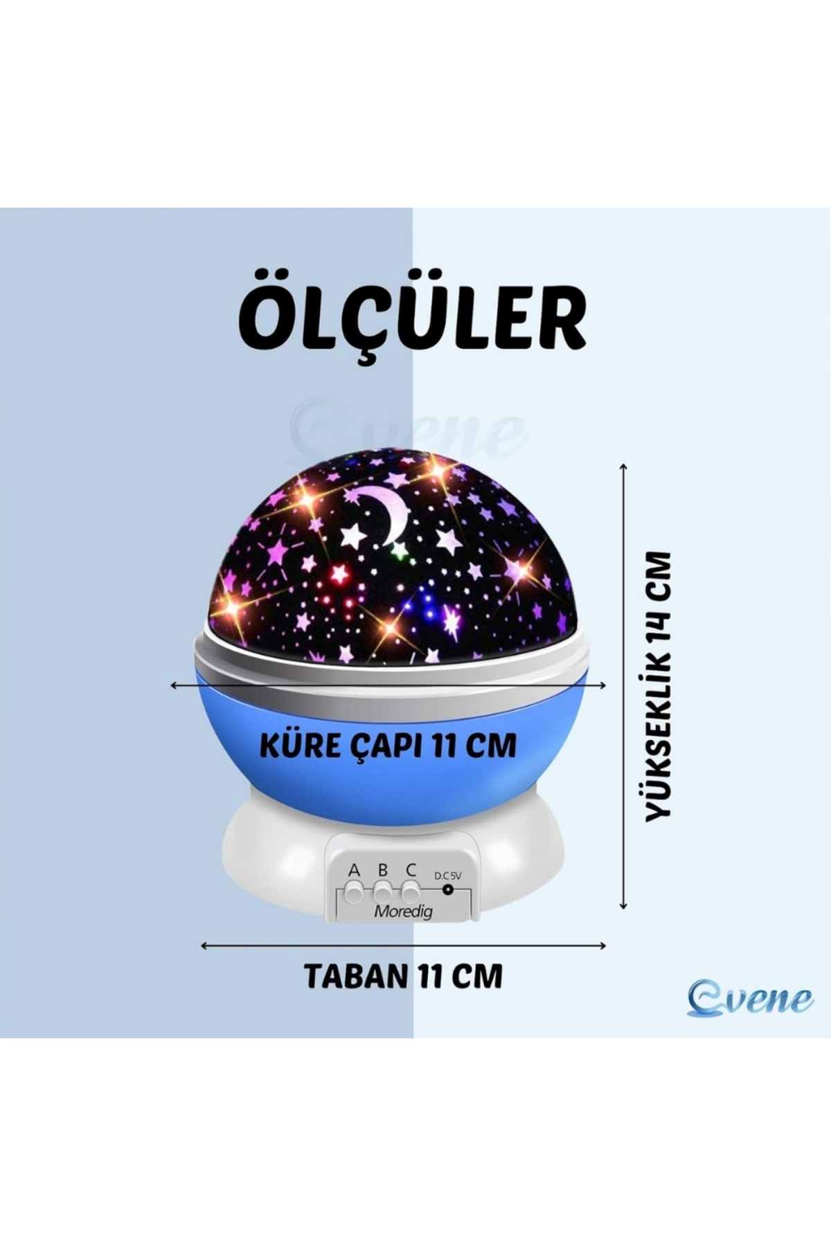 Genel Markalar Dönen Projeksiyon Led Işıklı Ay Yıldızlı Gece Lambası Çocuk,Bebek,Genç Odası ve Hediyelik Çok Amaçlı fotoğrafı 6 (önizleme)
