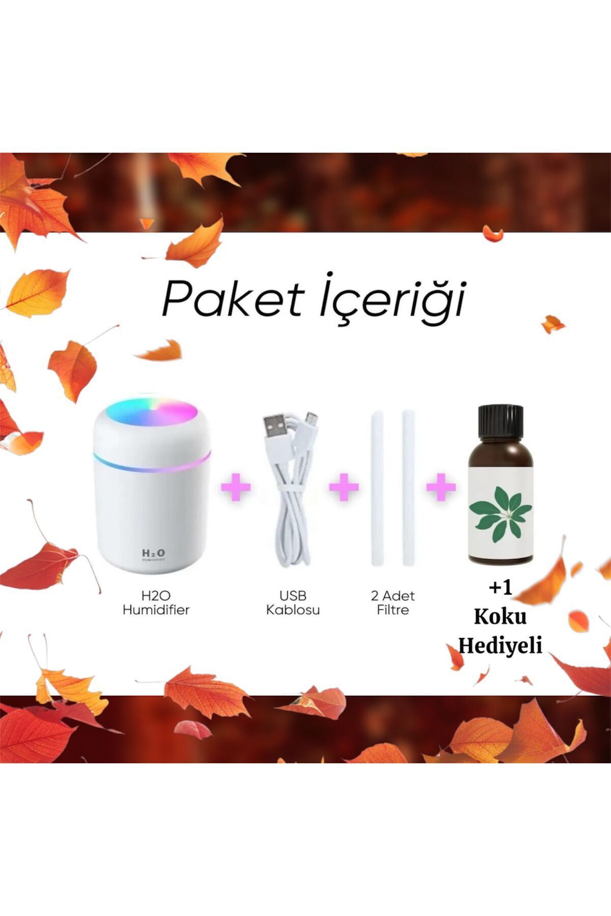 ŞARJLI+1 flitre+1 koku hediyeli , hava nemlendirici, kablosuz kullanıma uygun. humulifier, aroma h20