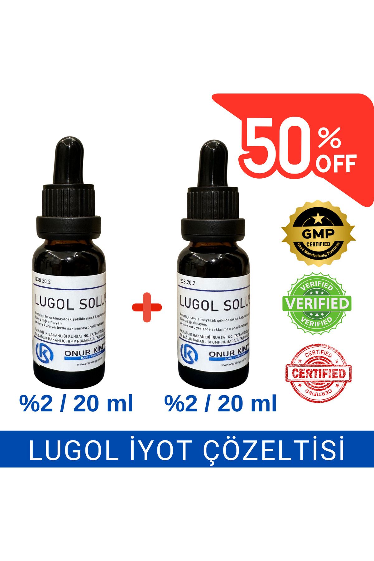 Avantajlı Paket Lugol Solüsyonu %2 Lik / 20 ml / Damlalıklı / Iyot Çözeltisi