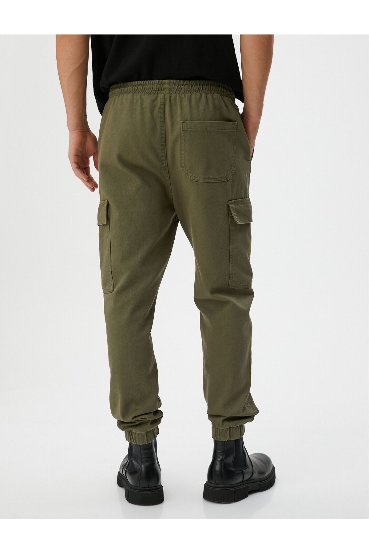 Koton-Cargo Jogger Pants with Lace-up Waist Pocket Label Printed Cotton 4