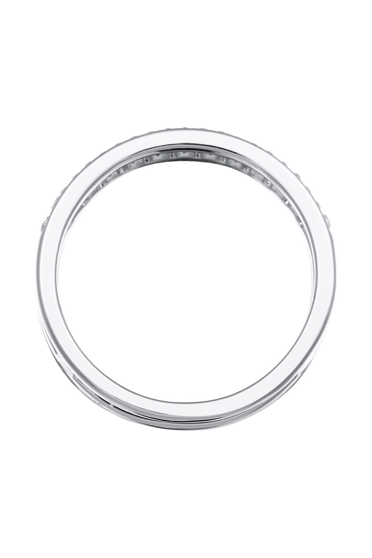 ELLI-Ring Damen Statement Doppelreihige Kugel Silberfarben mit Kristallen 3
