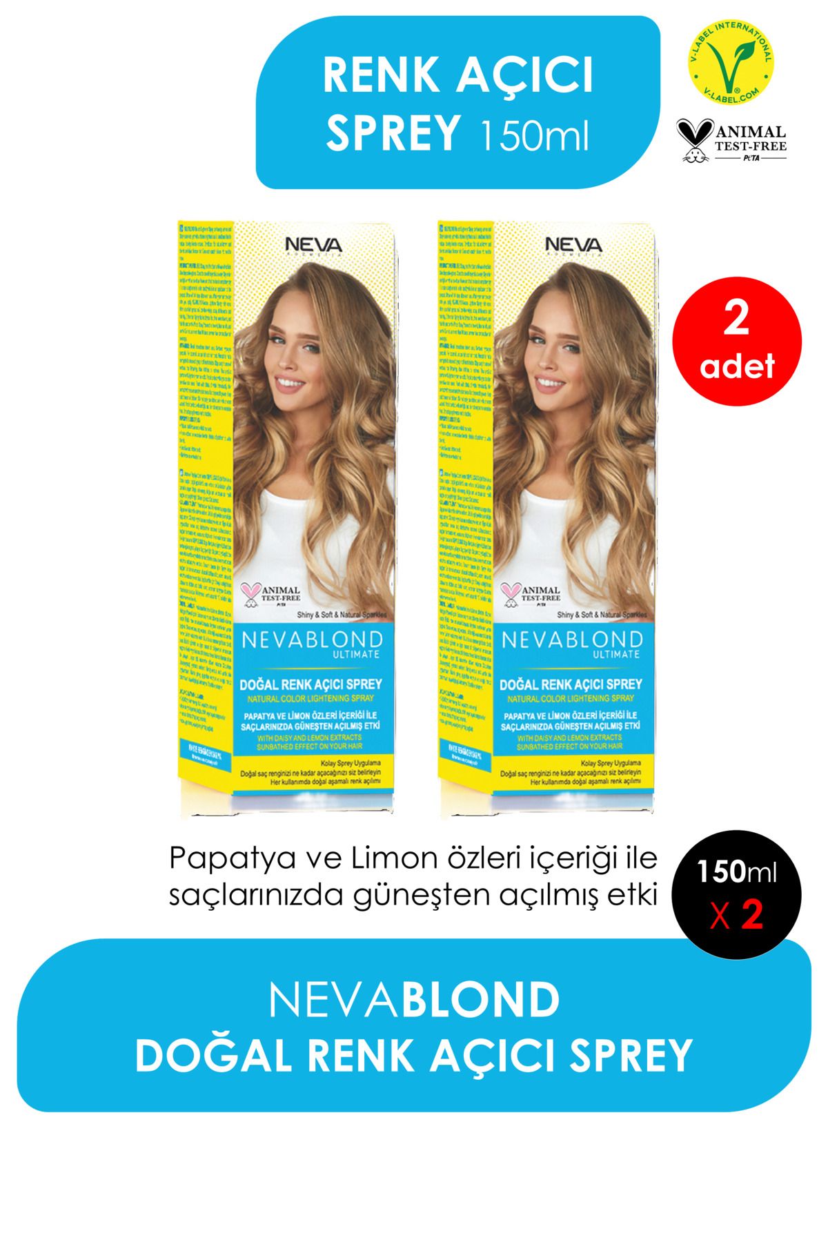 Neva Color 0nevablond Ultimate Doğal Renk Açıcı Sprey 150 ml X2