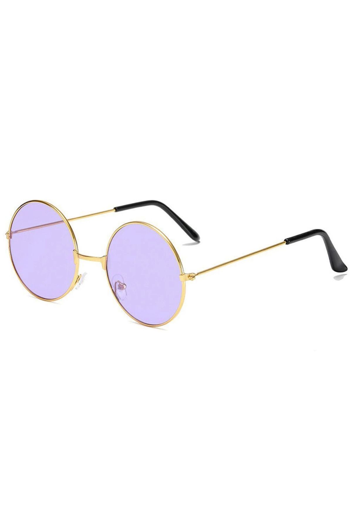 Ayaz World Yuvarlak Cam John Lennon Tarzı Gold Çerçeveli Mor Gözlük - AYZ4656-3083