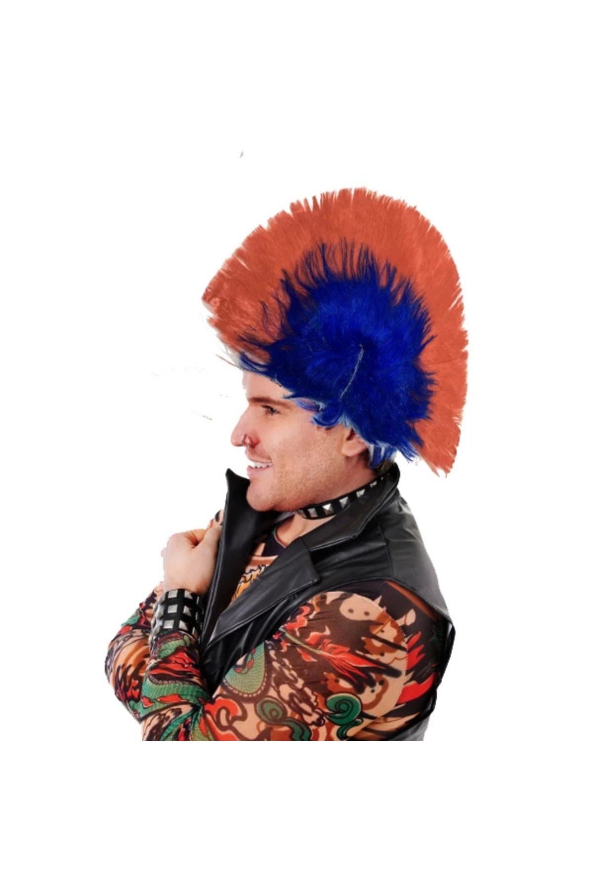 Lallim Mohican Mohawk Punk Peruk - 70 Li 80 Li Yıllar Peruk Model 6 - LAL8289-5324