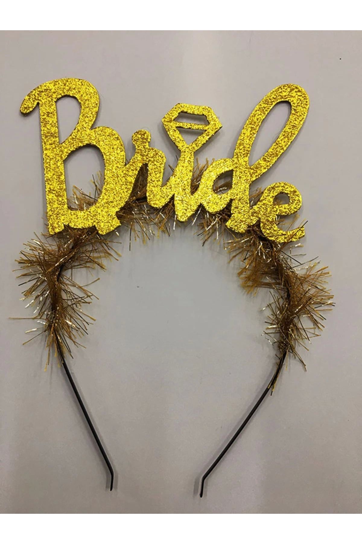 RubyBoutiques Altın Renk Bekarlığa Veda İtalik Yazı Alyanslı Bride Taç - BLC2534-7613