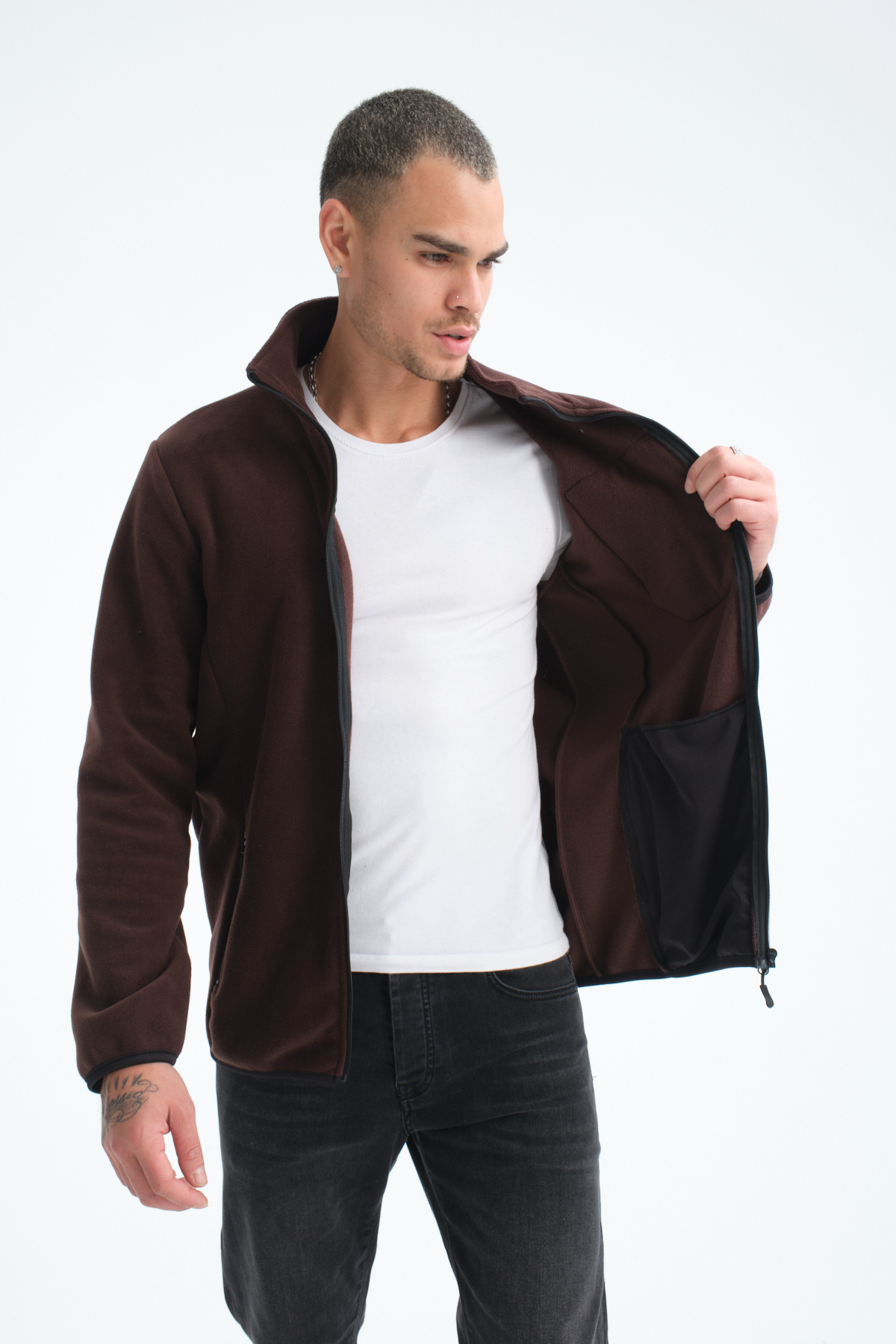 Store TAM FERMUARLI 5 CEPLİ ERKEK POLAR OUTDOOR CEKET görsel 2