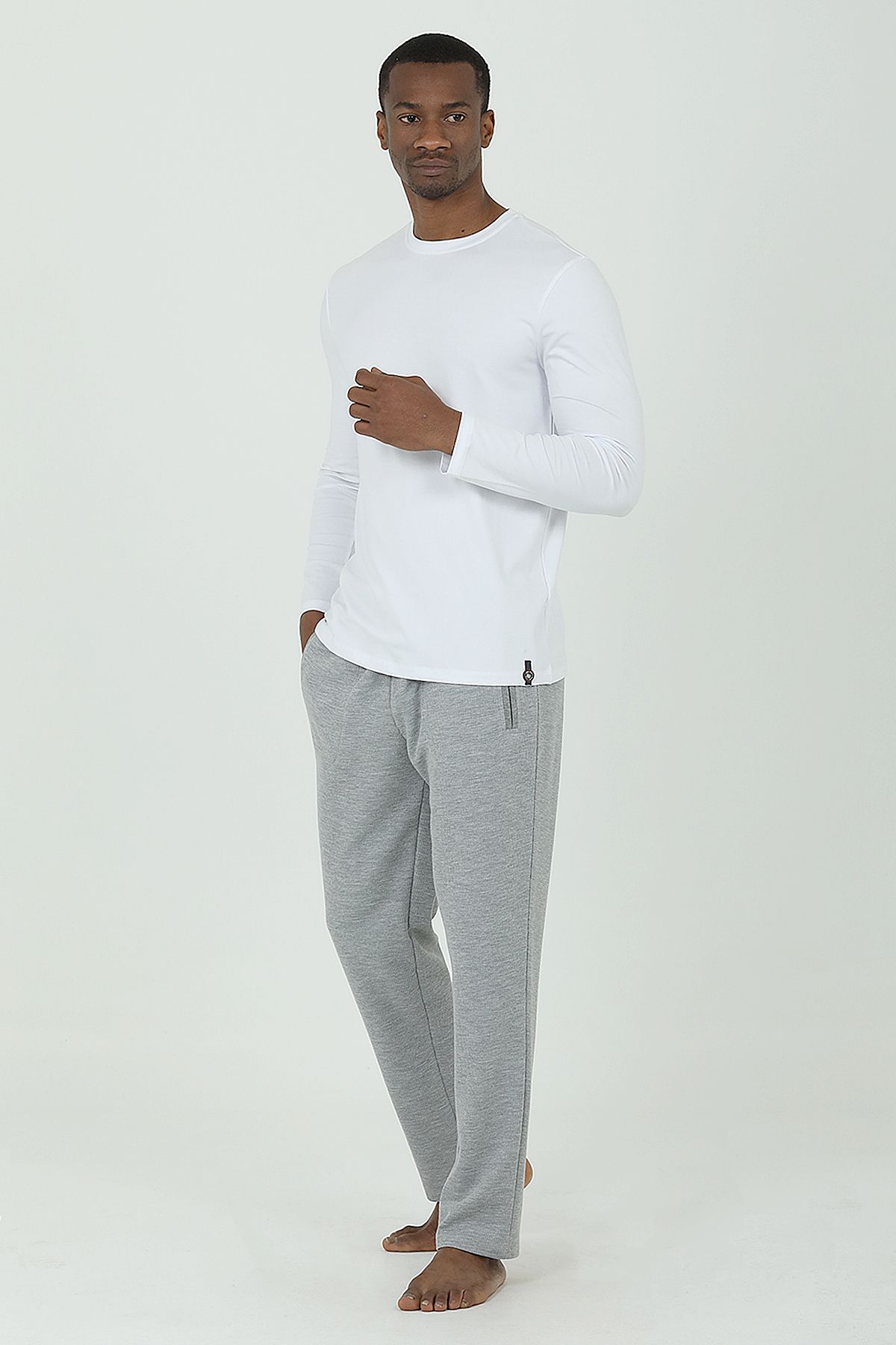 Damat-Groom Waffle Gray Pajama Set 3