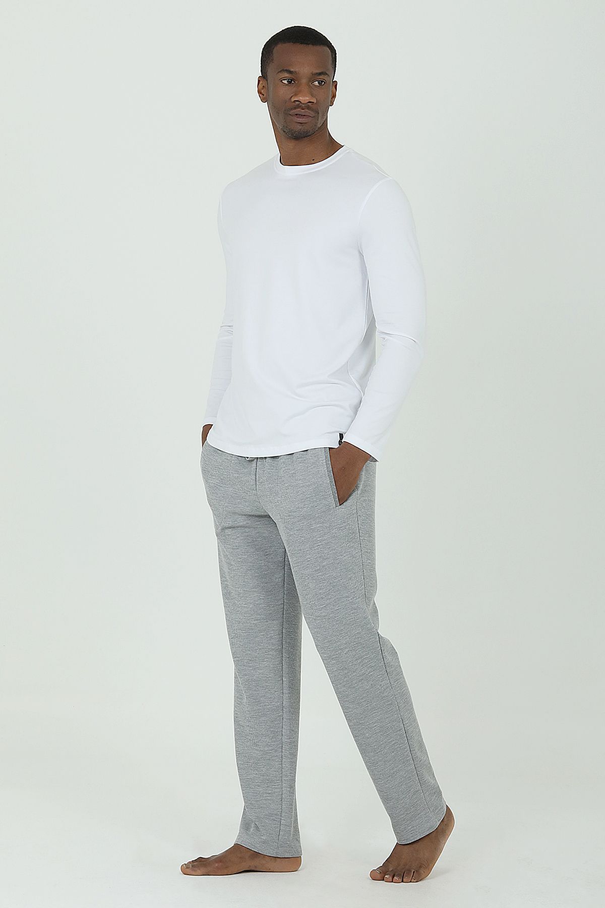 Damat-Groom Waffle Gray Pajama Set 2