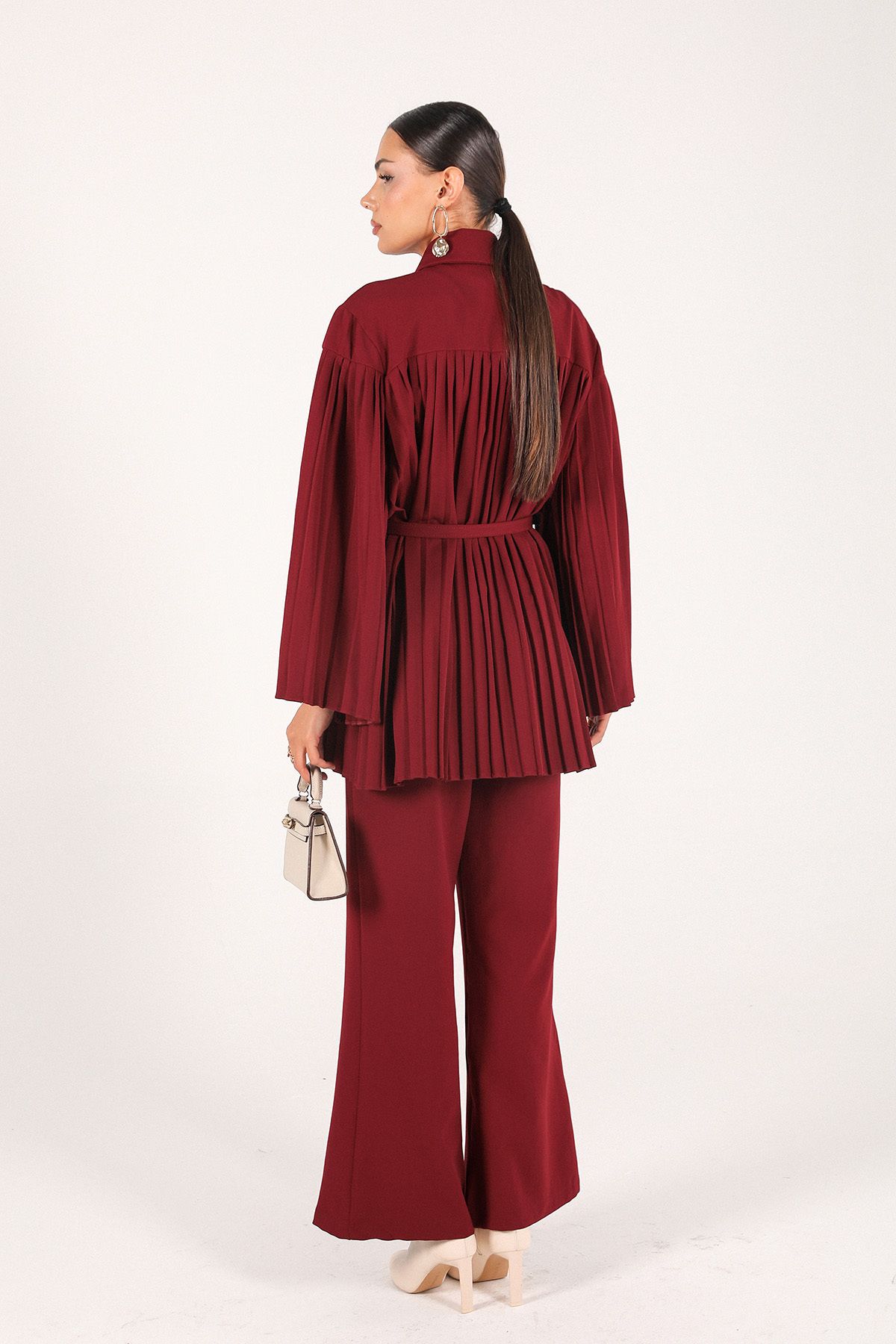 Melike Tatar-6-699 Model Claret Red Pleated Set 7