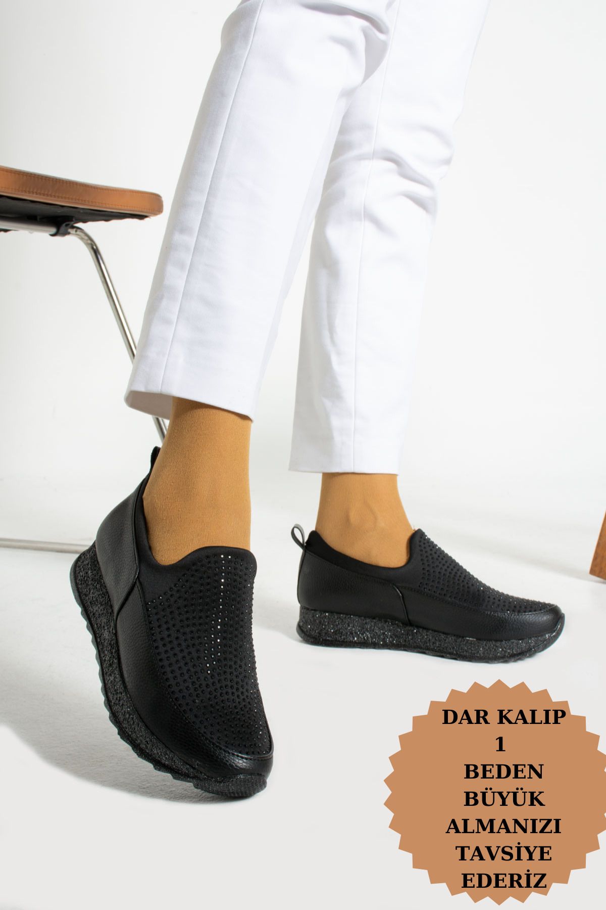 KAOF SHOES Kadın Siyah Klasik Ayakkabı Ortopedik Anne Ayakkabısı Anne Spor Ayakkabı Kadın Günlük Ayakkabı