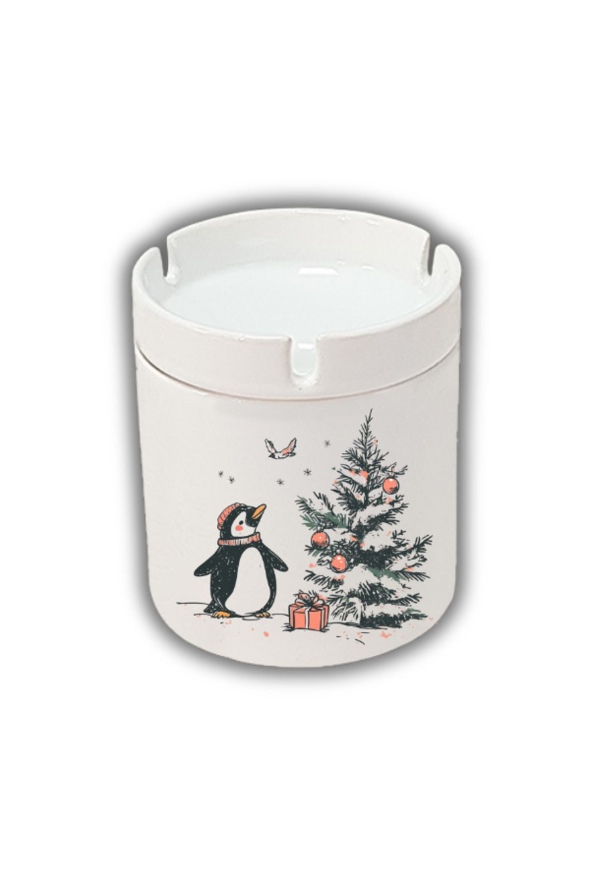 lili hediyelik-Penguin and New Year Printed Ashtray Christmas New Year Gift 1