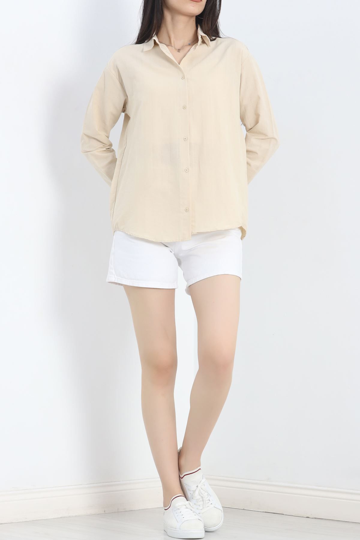 Moka Shopin-Mokashopin Oversize Tericotone Shirt - Taş1, 20369.1874 5