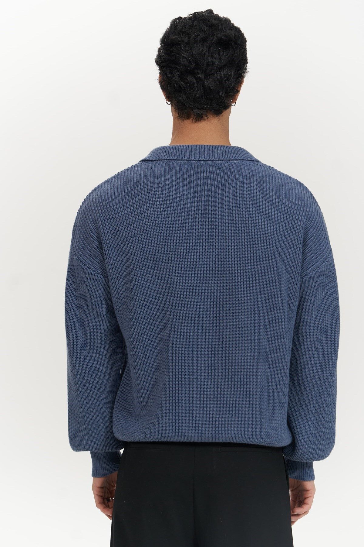 MAİ COLLECTİON-Magnus Polo Neck Indigo Men's Knitwear Sweater 4