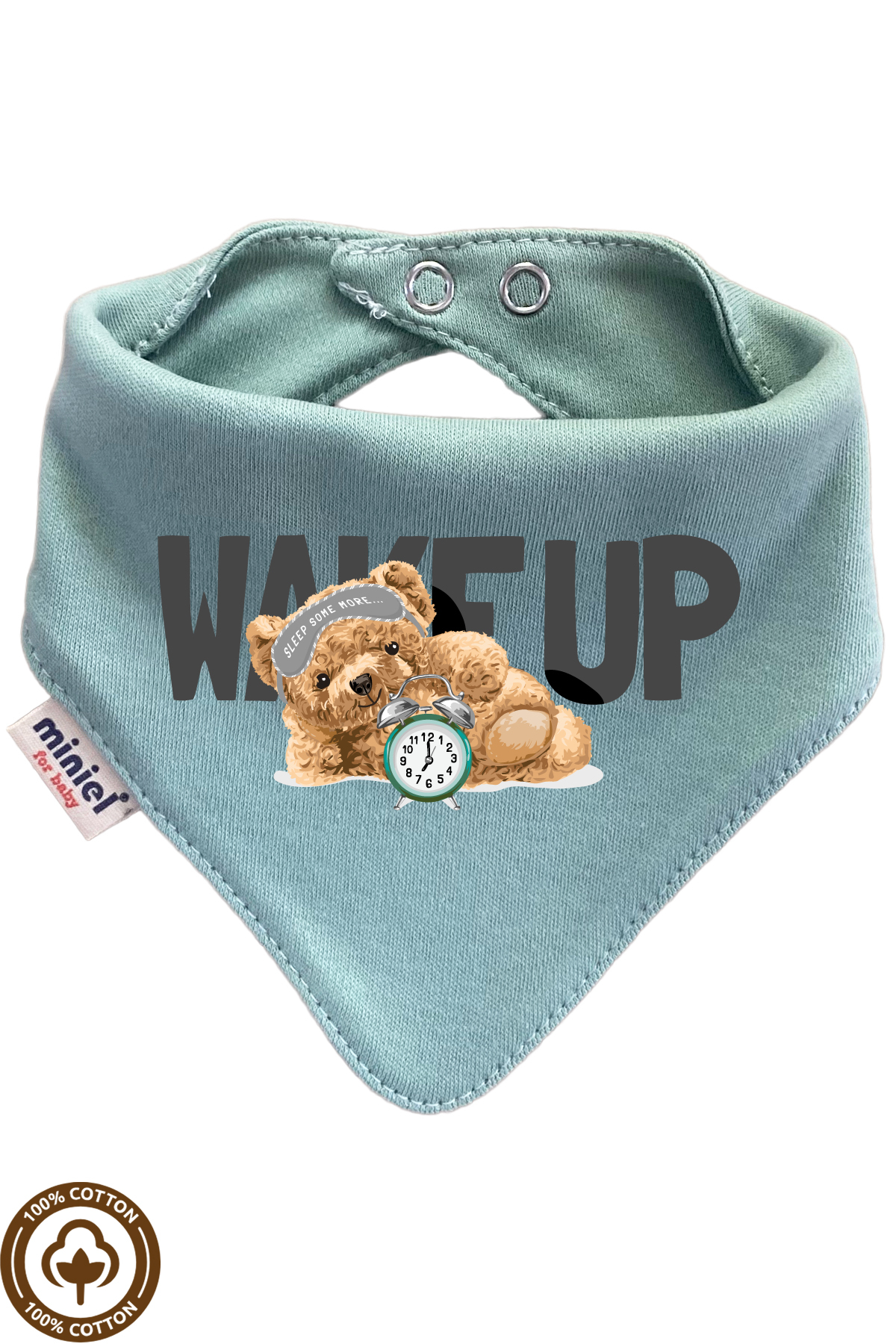 Miniel Unisex Bebek Yenidoğan Penye Organik Pamuklu Wake Up Teddy Bear Baskılı Bebek Önlüğü 3'lü Set fotoğrafı 4 (önizleme)