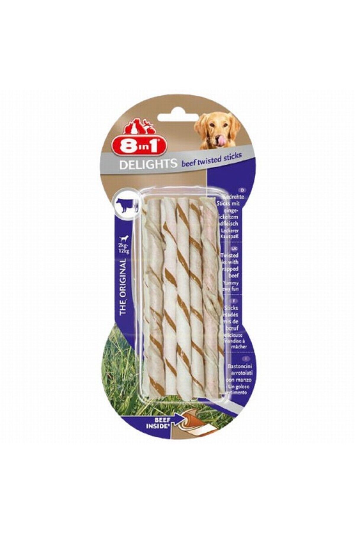 8in1 Delights Bones Biftekli Twested Sticks Burgu Çubuğu Köpek Ödülü 55 gr