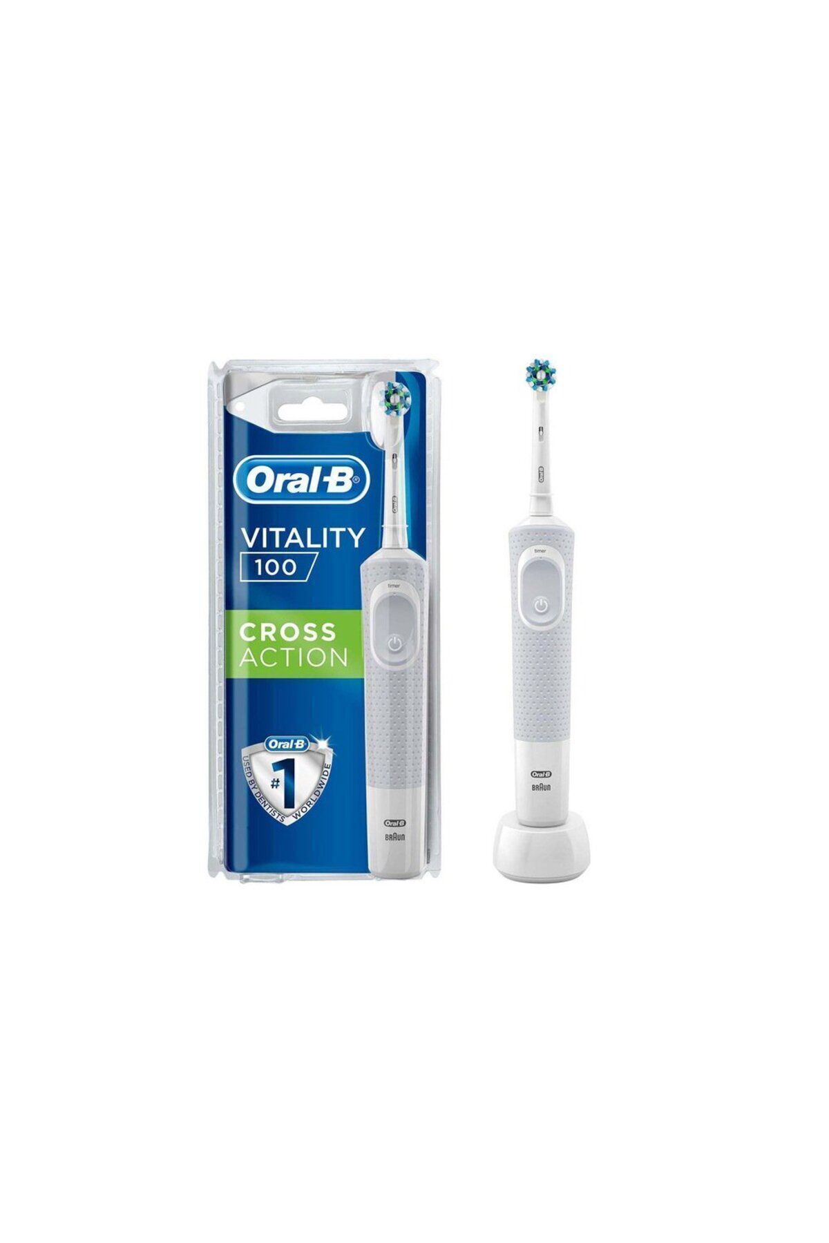 ORAL D100 Şarj Edilebilir Cross Action White Elektrikli Diş Fırçası