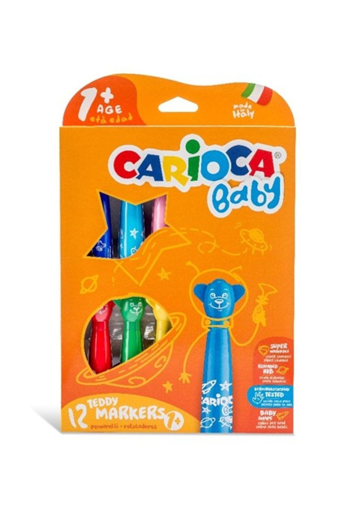 CARIOCA Teddy Jumbo Bebek Süper Yıkanabilir Keçeli Boya Kalemi 12'li