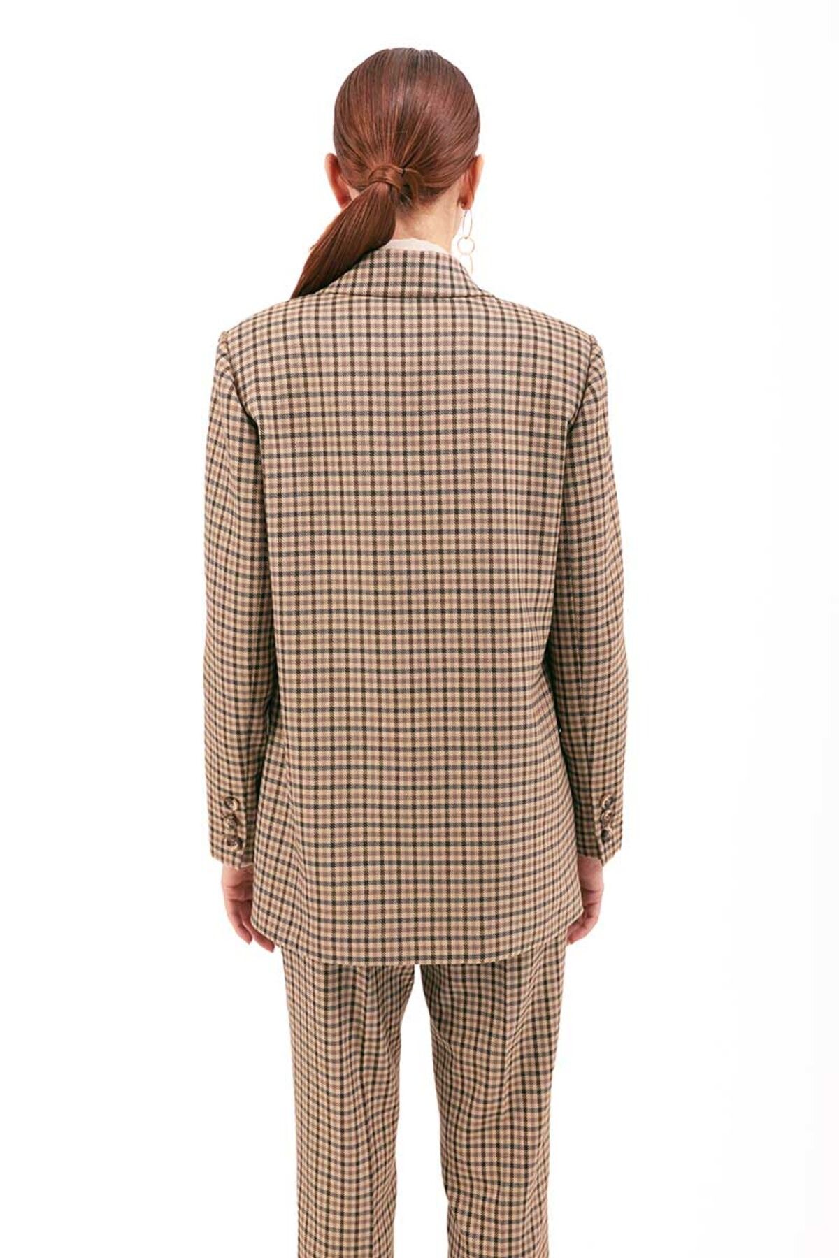 Aker-Gingham Double Breasted Closure Jacket 6