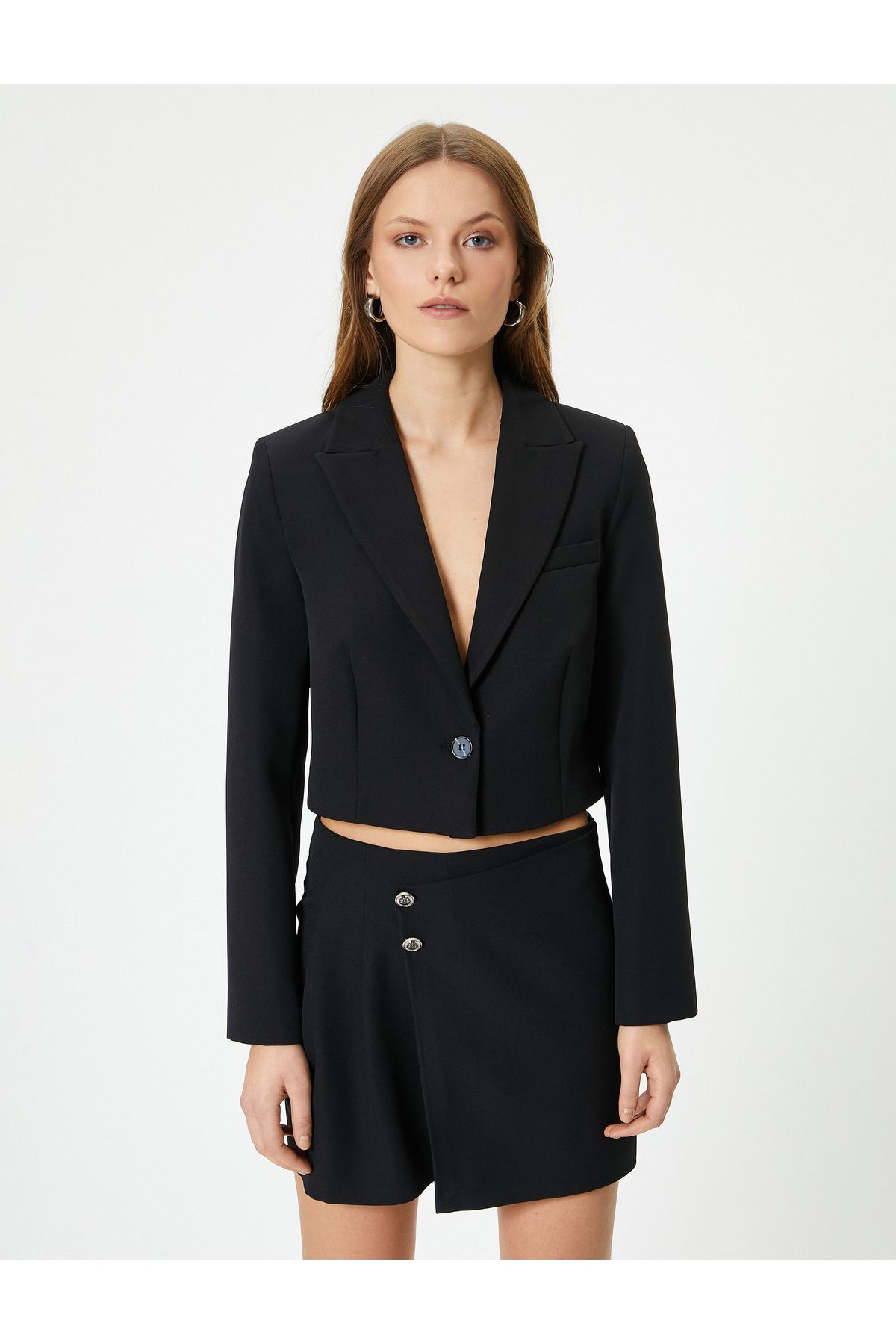 Koton-Short Blazer Jacket Single Button 3