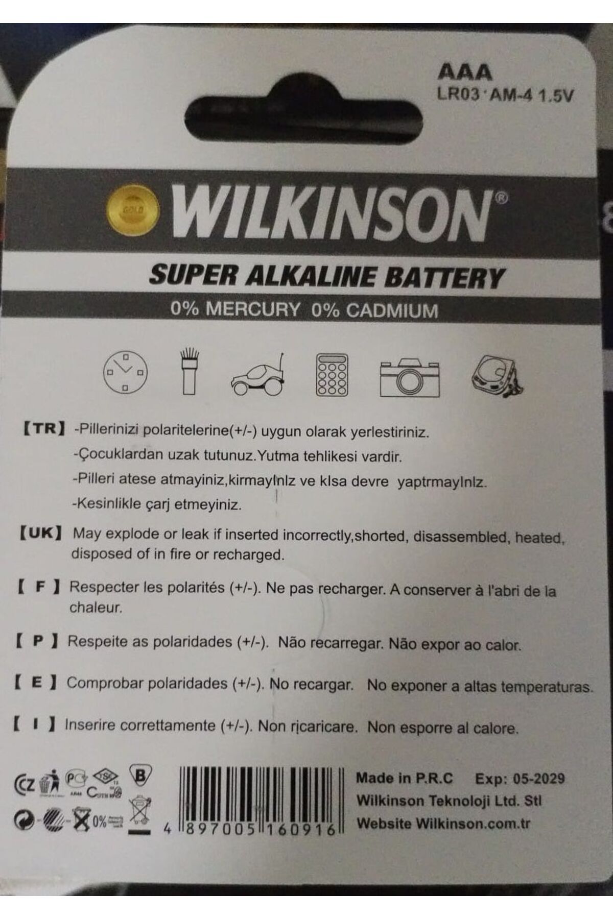 4 ADET 4 LÜ KARTON, WILKINSON  AAA LR03 - AM4   1.5 VOLT  SUPER ALKALINE  BATTERY  0% MER. 0% CAD. - 3
