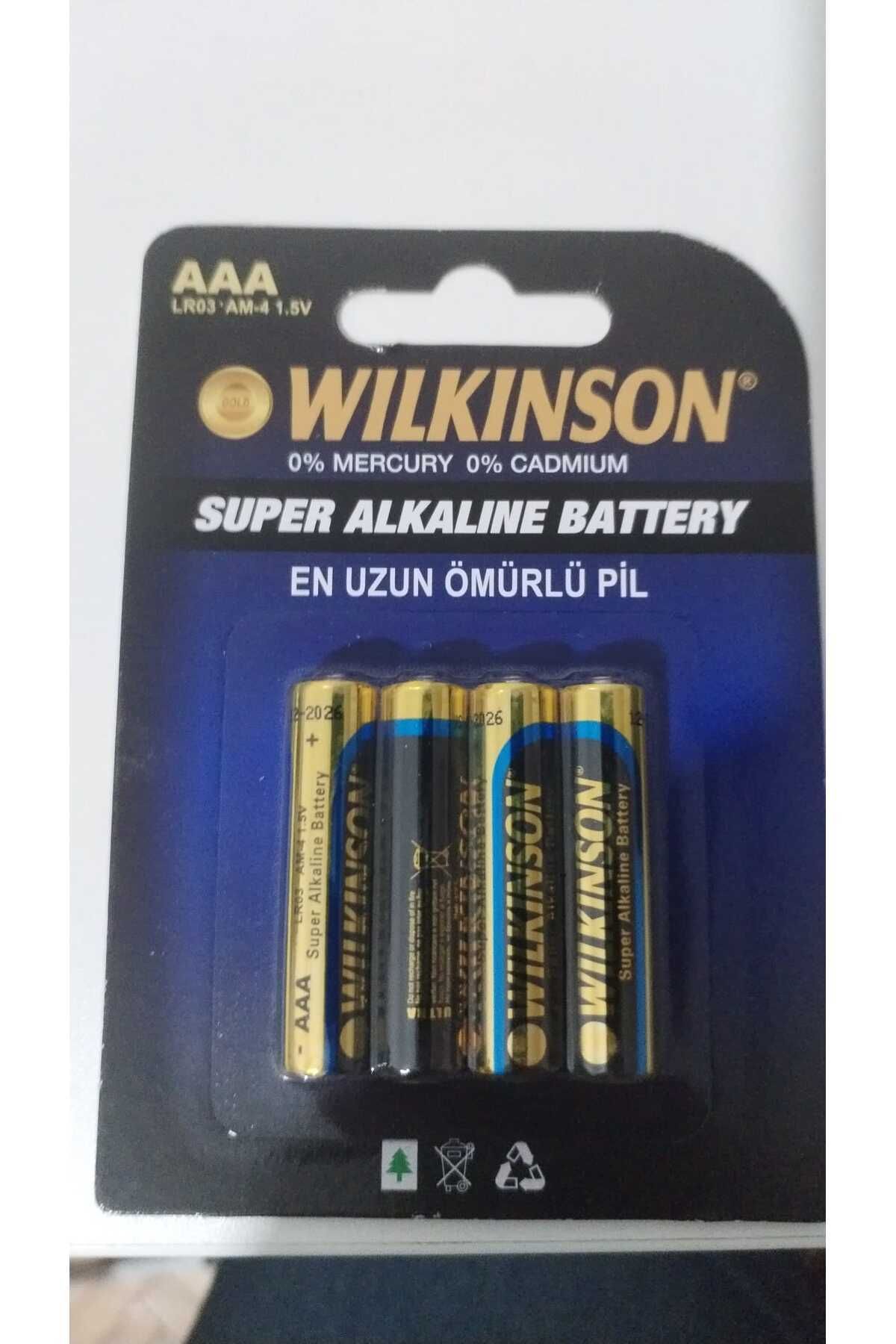 4 ADET 4 LÜ KARTON, WILKINSON  AAA LR03 - AM4   1.5 VOLT  SUPER ALKALINE  BATTERY  0% MER. 0% CAD. - 2