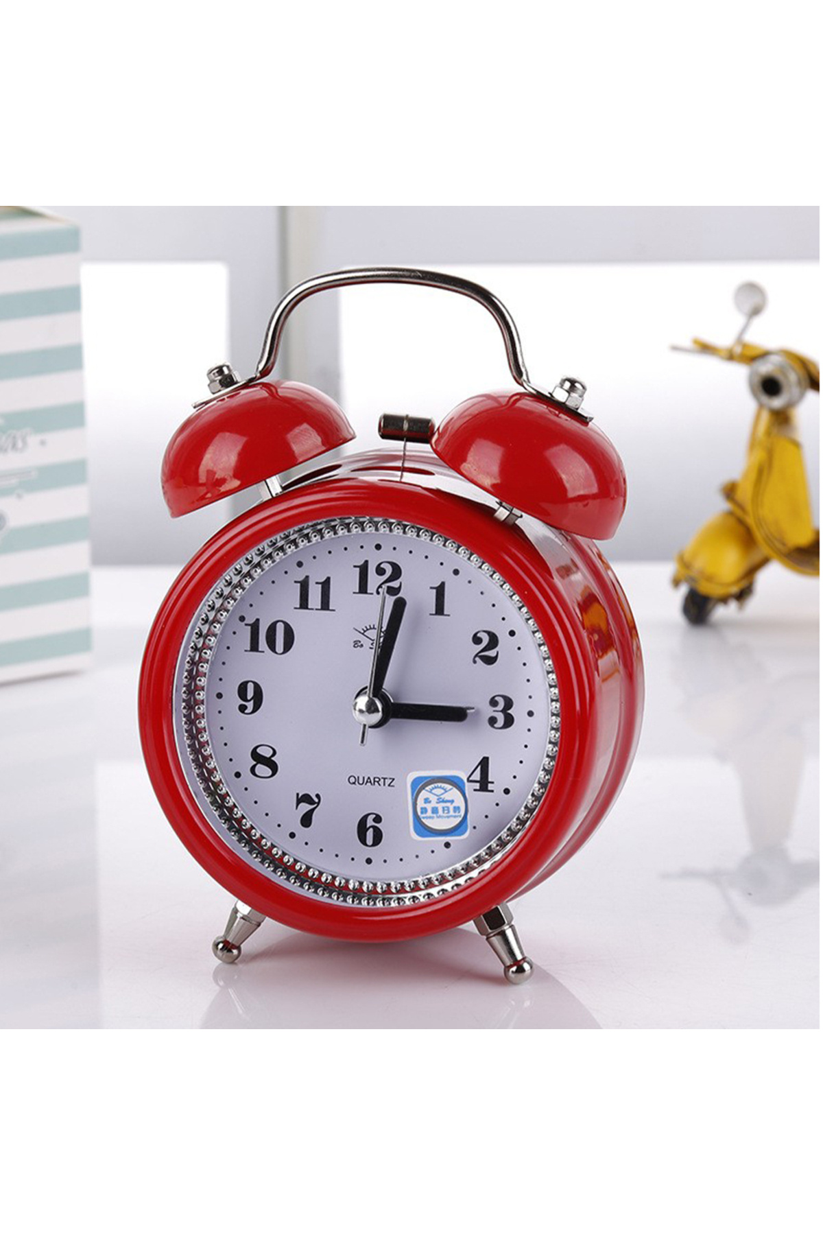 hediyesahibi Dekoratif Metal Işıklı Masa Üstü Çalar Saat