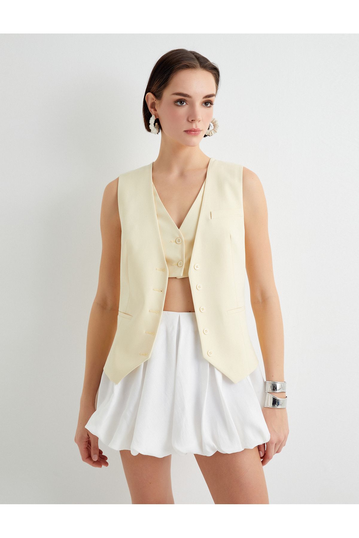 Koton-Double Layer Blazer Vest - Buttoned and Fleto Pocket 4
