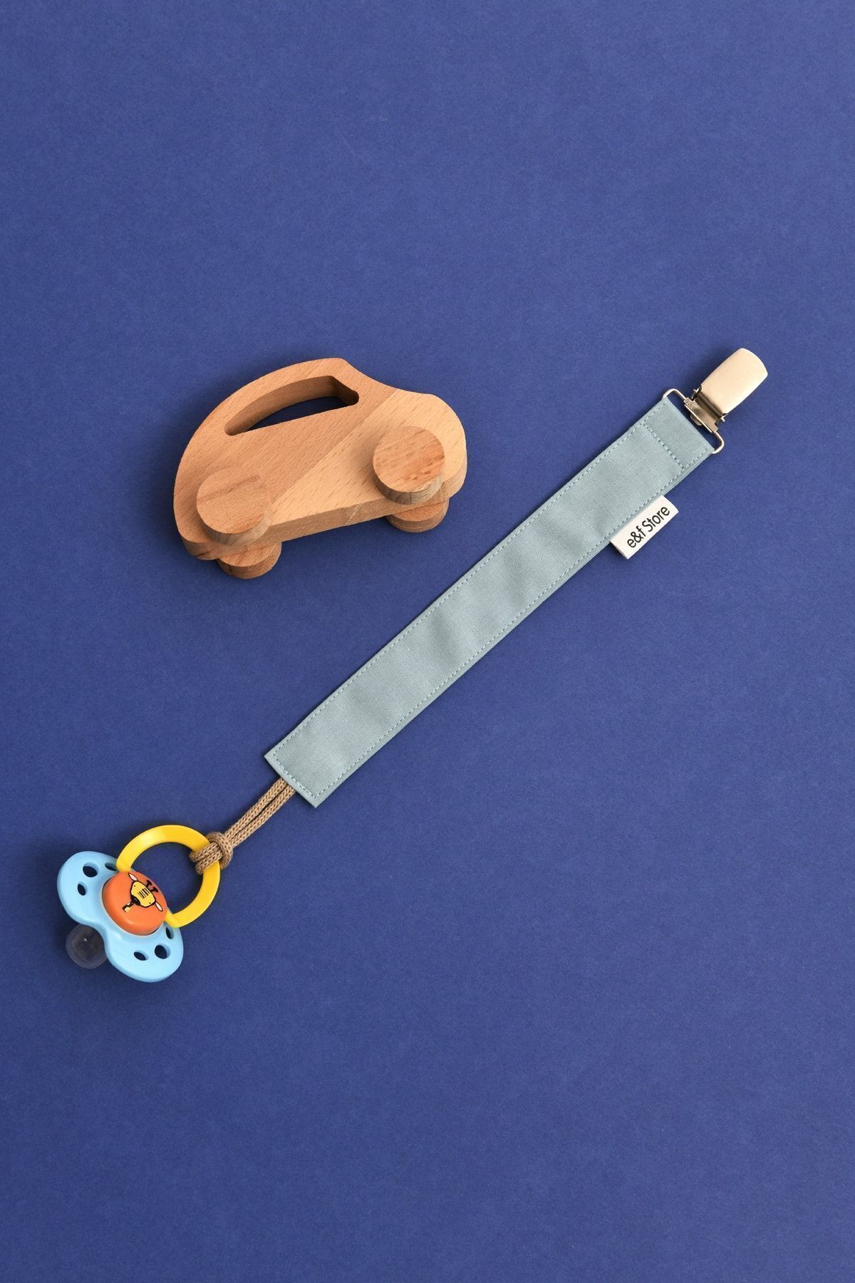 e&f Store Sertifikalı Pamuklu Emzik Askısı - 5'li Set - Mavi Tonları - Bebek Emzik Zinciri fotoğrafı 7 (önizleme)