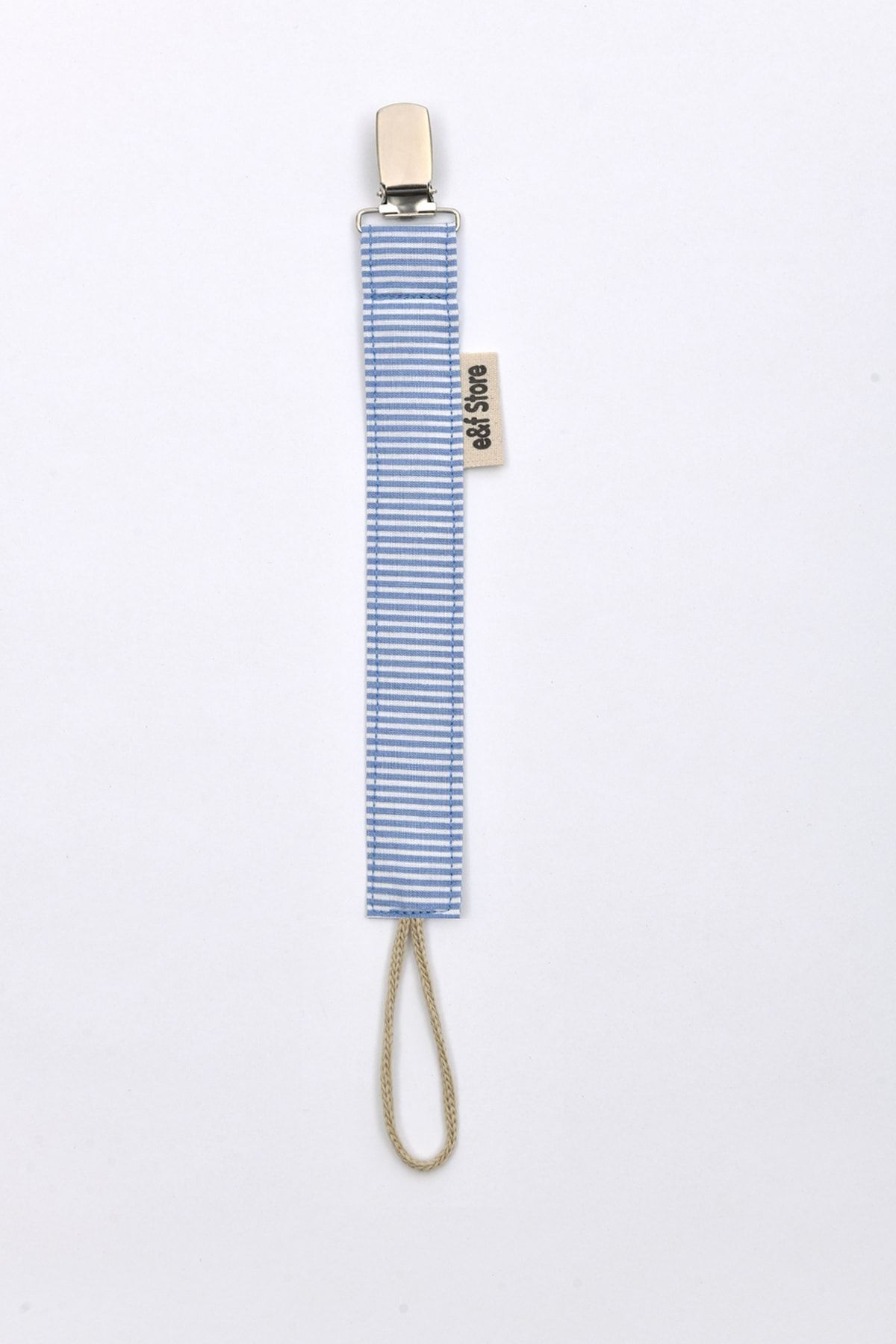 e&f Store Sertifikalı Pamuklu Emzik Askısı - 5'li Set - Mavi Tonları - Bebek Emzik Zinciri fotoğrafı 5 (önizleme)