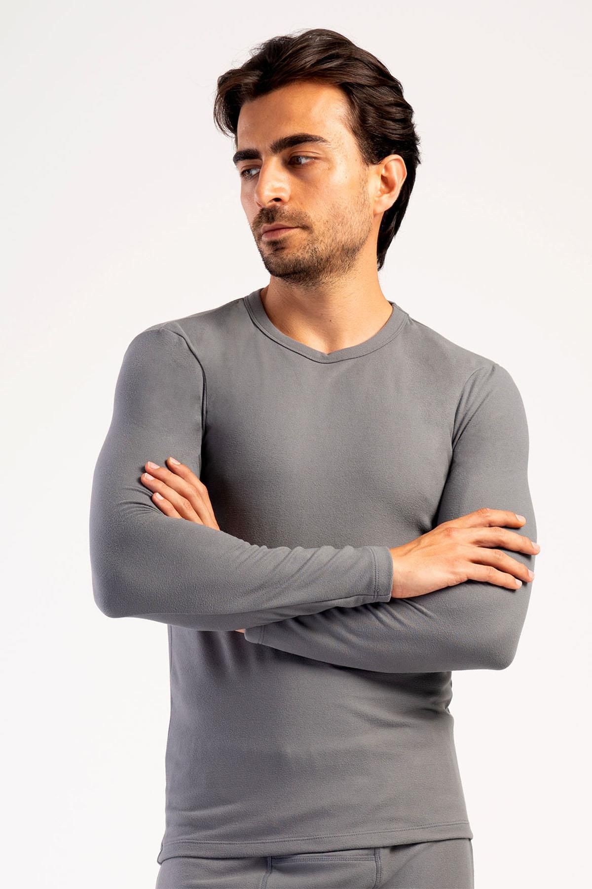 C&City-Men's Thermal T-Shirt - Long Sleeve, Crew Neck, Smoked 409006 2