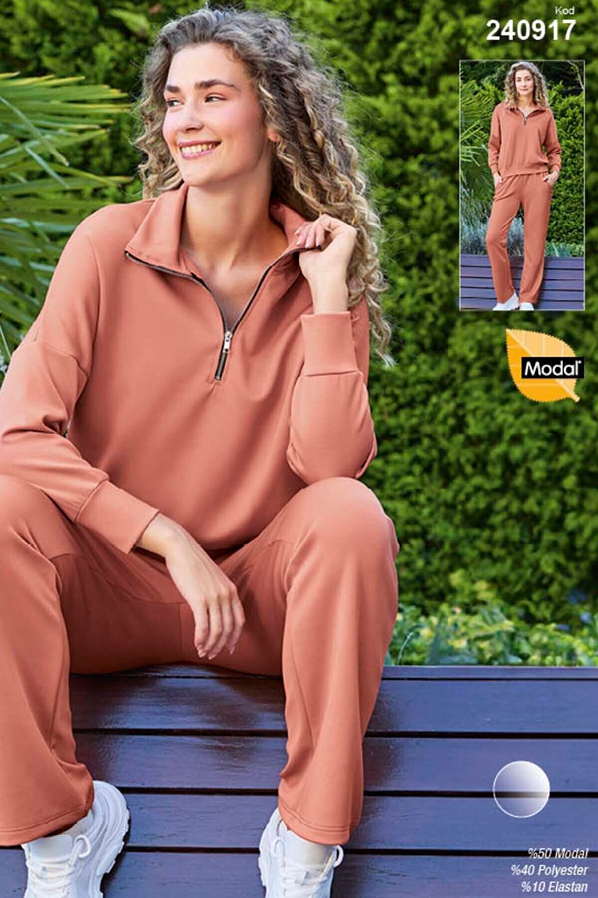 REMSA-Women's Aydogan Zippered Cupra Tracksuit Set 240917   Cinnamon 3