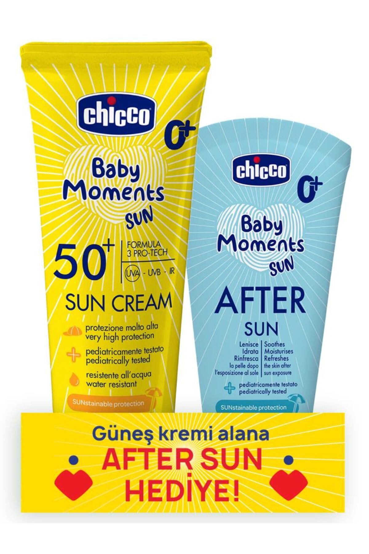 NEZADE STORE Chicco Baby Moments Sun Güneş Kremi Spf 50+ 75 ml + After Sun Hediye