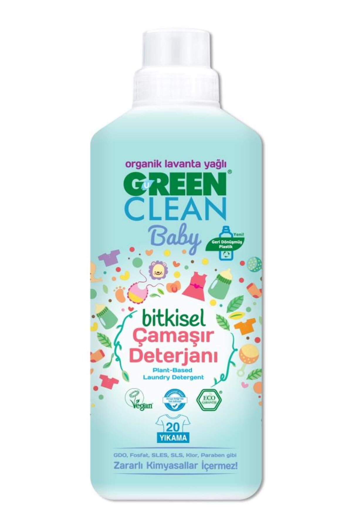 NEZADE STORE Green Clean Baby Bitkisel Çamaşır Deterjanı 1000 ml (20 Yıkama)