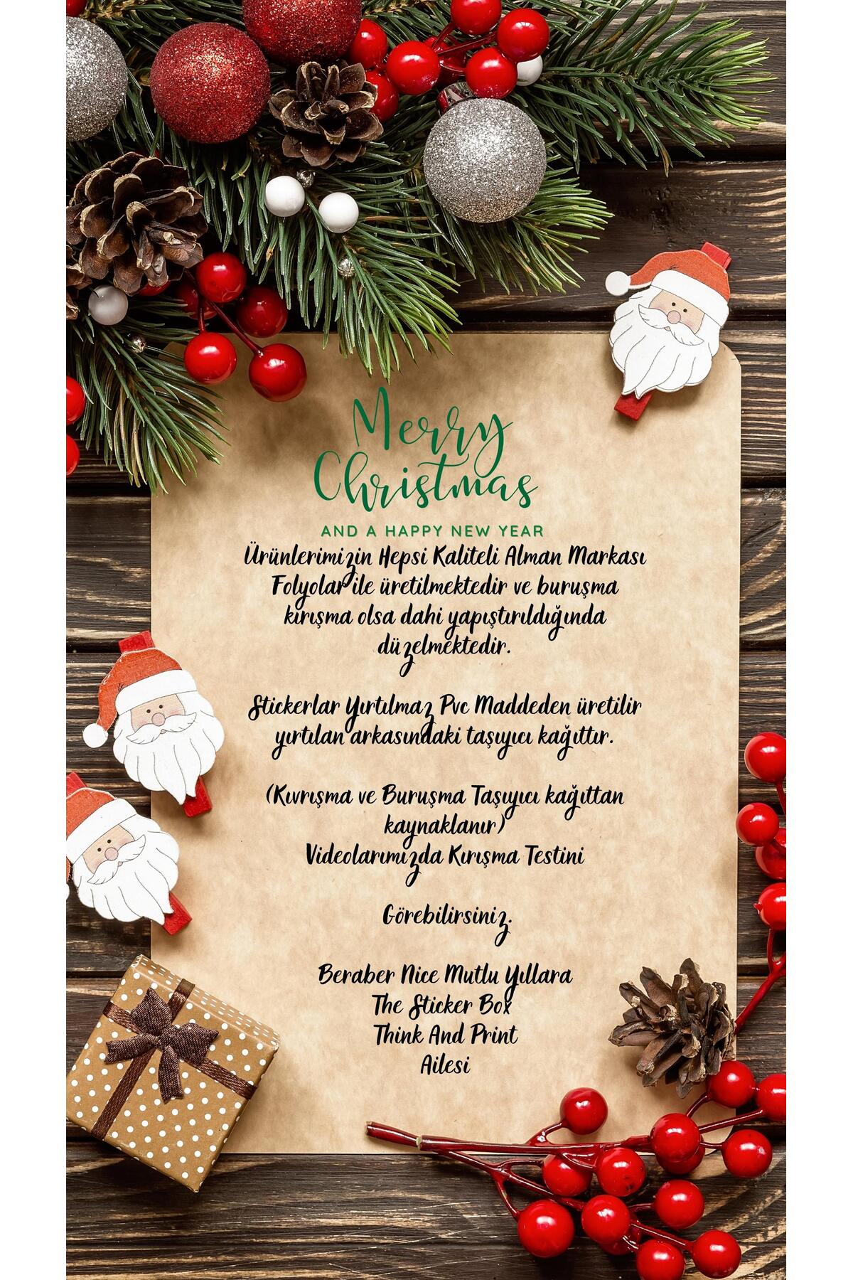 Think And Print Yılbaşı Temalı Karlı Şehir, Evler Kardan Adam Christmas Çift Yönlü Şeffaf Cam, Duvar Sticker Seti fotoğrafı 5 (önizleme)