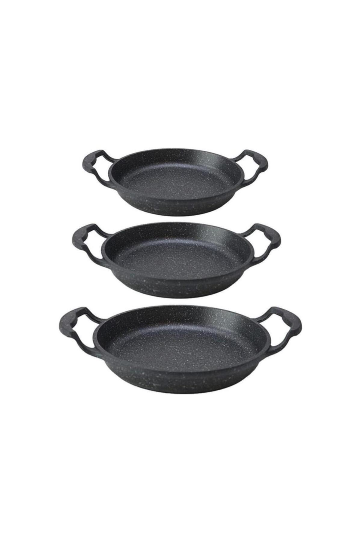 Eda-Burak Eda Asya Coverless Granite Casting 3 Piece Sauce Set 16-18-20 cm 3