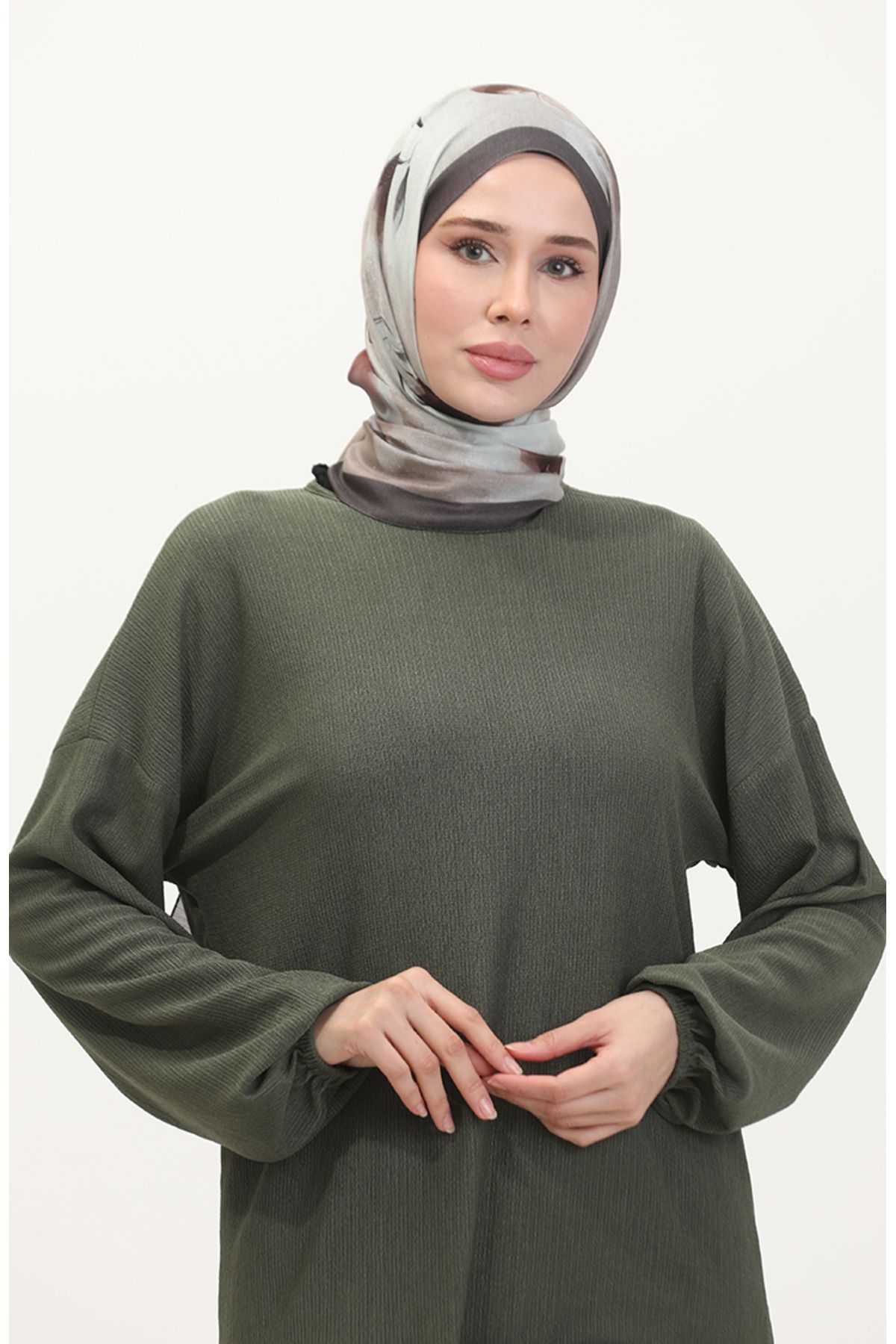 sefamerve-Khaki tunika s páskem - Model 1020-03 3