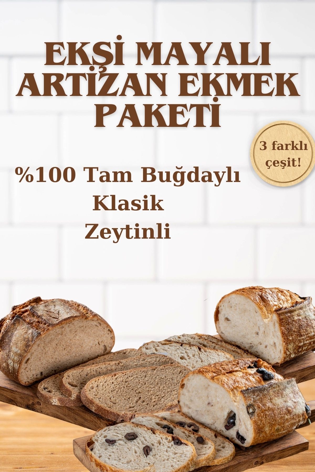 Siyez Evi 2.7 Kg Artizan Ekmeği 3’lü Paket 3x900 gr (KLASİK-ZEYTİNLİ-%100 TAM BUĞDAY)