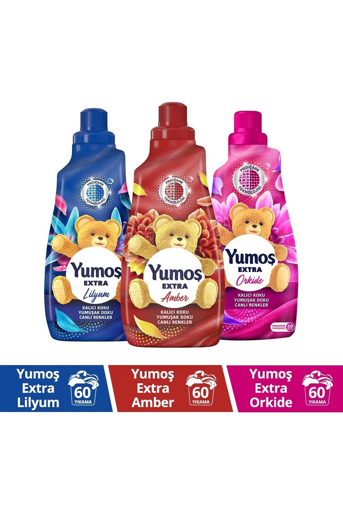 Yumoş Yumoş Extra Konsantre Çamaşır Yumuşatıcısı Amber 1440 ml + Lilyum 1440 Ml+ Orkide 1440 ml