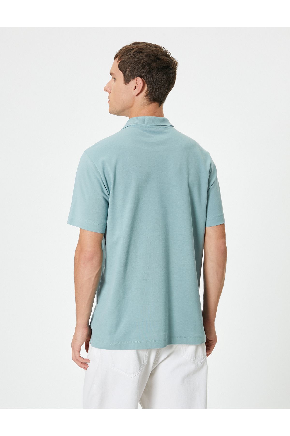 تی شرت یقه پولو سبز مردانه پنبه آستین کوتاه SLIM T POLO YAKA Koton