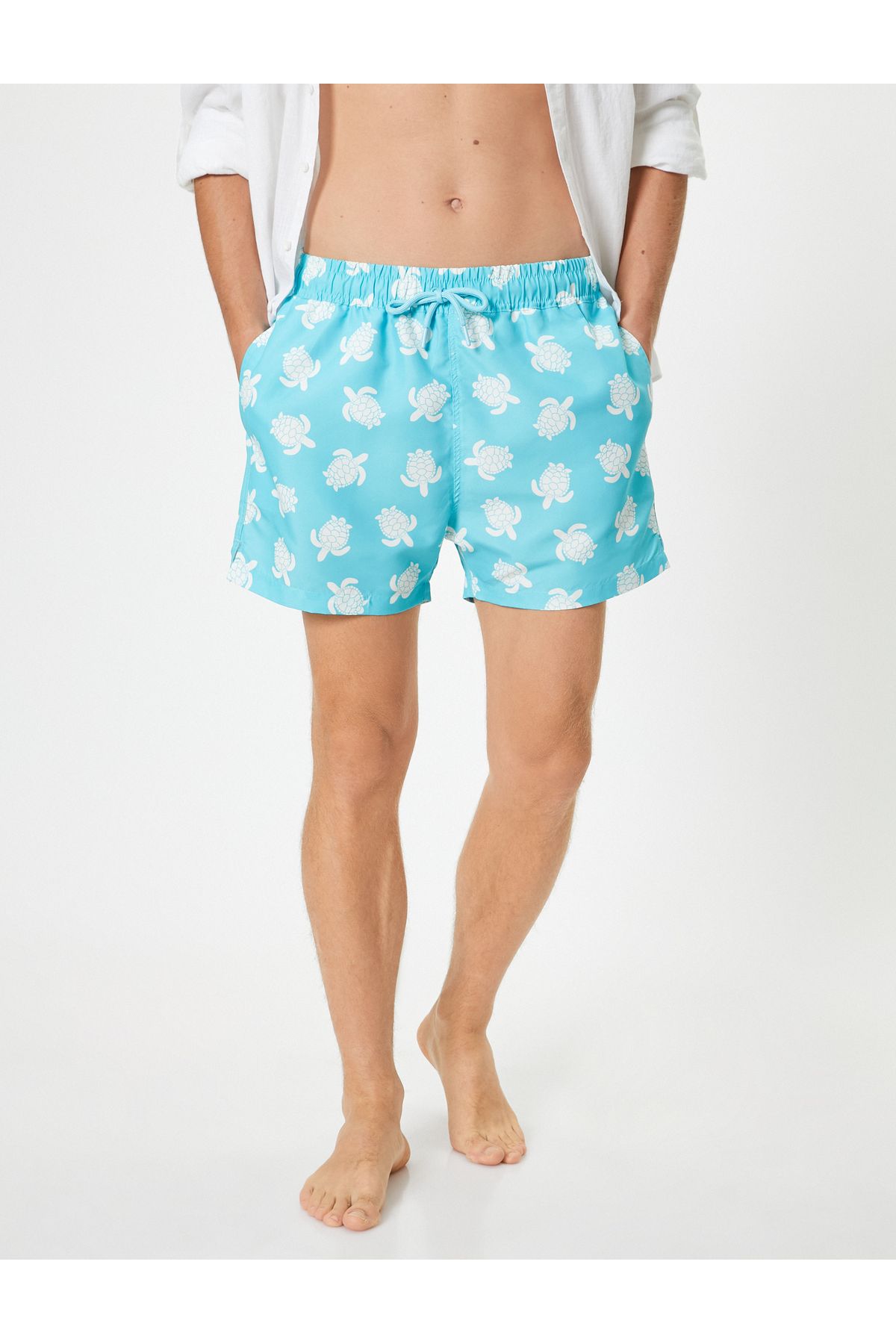 Koton-Badeshorts mit Schildkröten-Print – Taschen und Schnürsenkel in der Taille 3