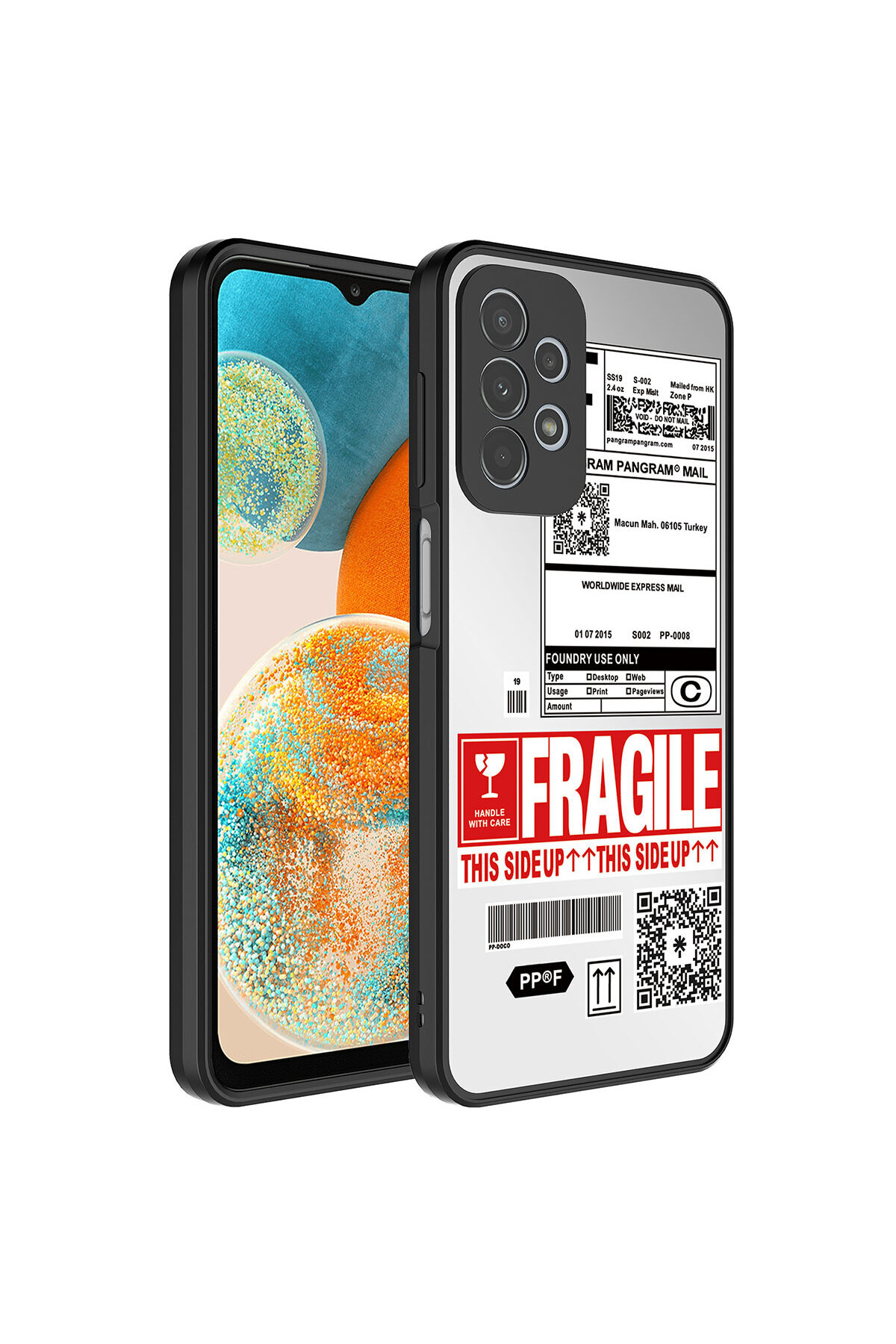 Ardemix-Galaxy A72 Case Mirrored Pattern Camera Protection Glossy Zore Mirror Cover - Fragile 1
