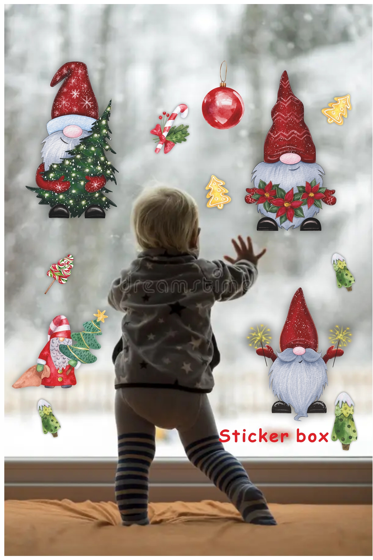 Think And Print Yılbaşı Süsü Kırmızı Şapkalı Yılbaşı Cüceleri Cam Duvar Sticker Seti Yılbaşı Süsü Yılbaşı Hediye fotoğrafı 3 (önizleme)