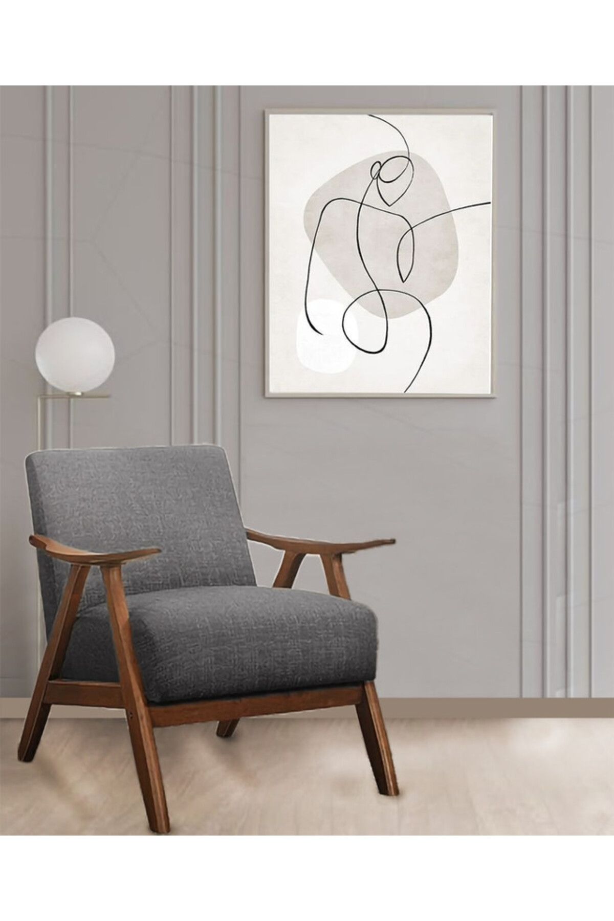 Oak House-Beech wood Chanel gray chair size 77x80x85 cm 1