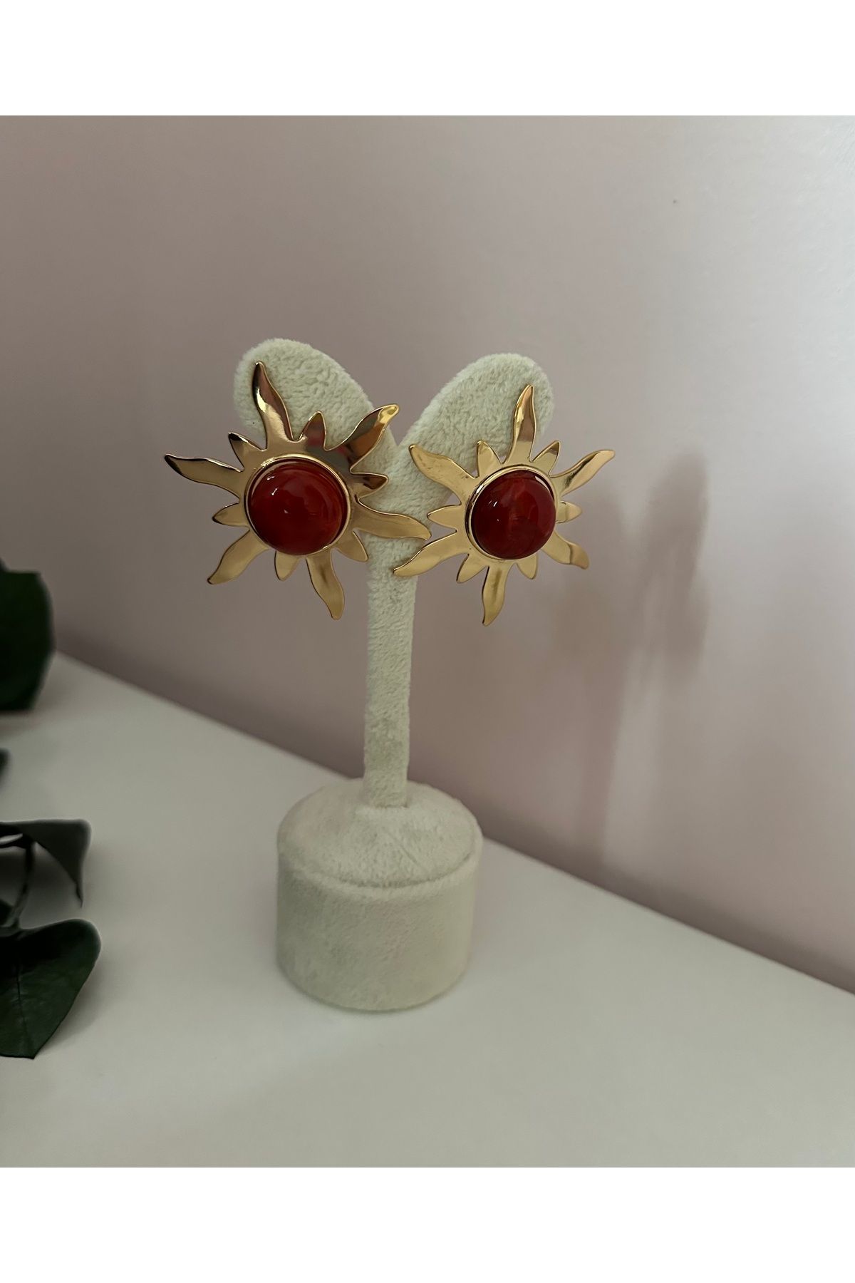 YENGEÇ-Steel-Coloured Sun Earrings 2