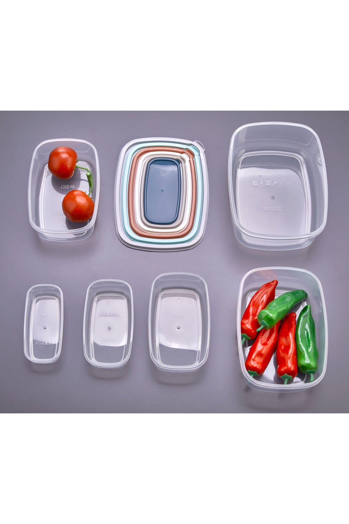 ASlife Home-Set of 12 Rectangular Storage Containers 300 Ml, 500 Ml, 850 Ml, 1350 Ml, 2000 Ml, 3200 ml 3