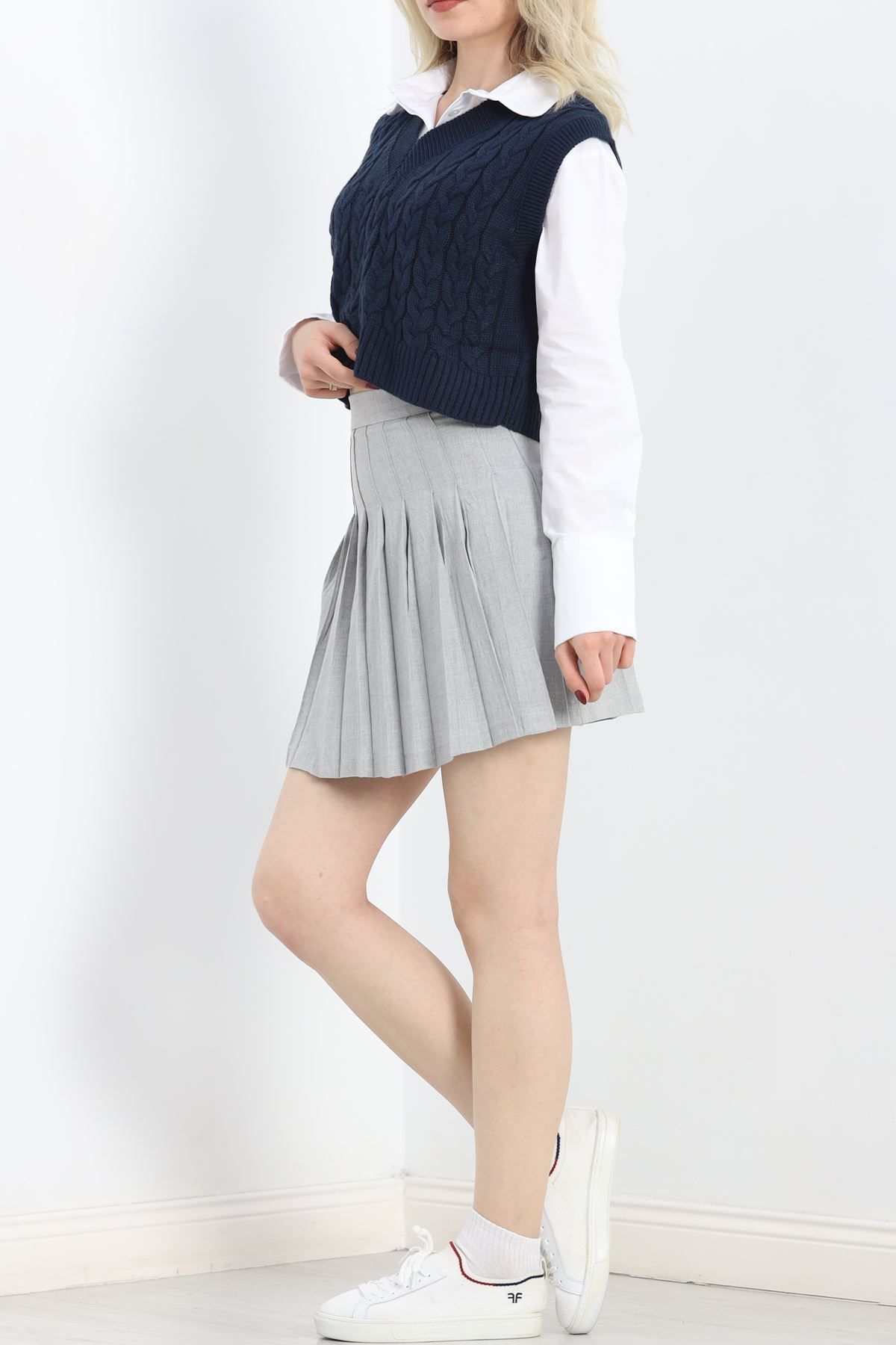 Moka Shopin-Gray Pleated Mokashopin Skirt - 5028.148 5