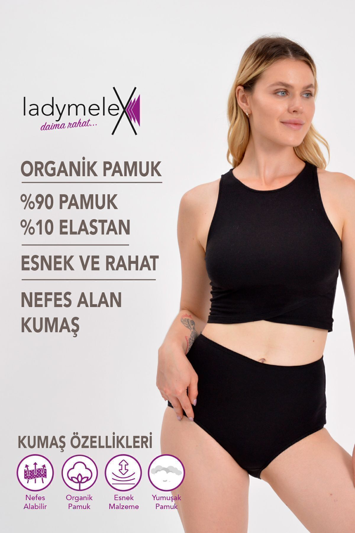 LadyMelex-Chiloți pentru femei, slip cu talie înaltă, culori mixte (S-M-L-XL-2XL-3XL) Chiloți moale din bumbac elastic 3